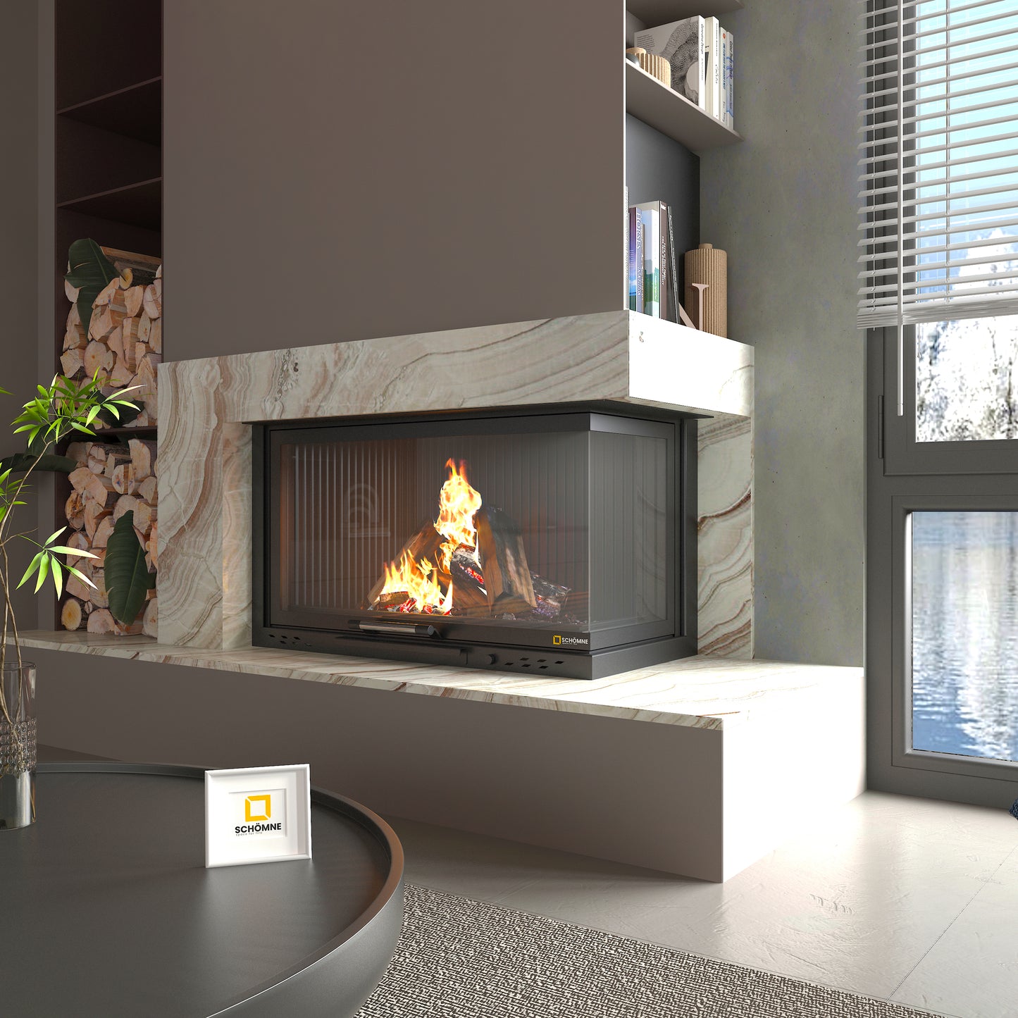 180 cm Right Glass Elevated Fireplace Chamber 