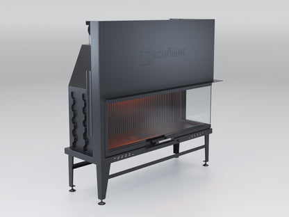 140 cm Right Glass Elevated Fireplace Chamber 