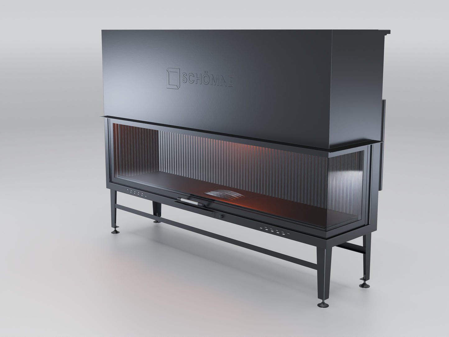 190 cm Right Glass Elevated Fireplace Chamber 