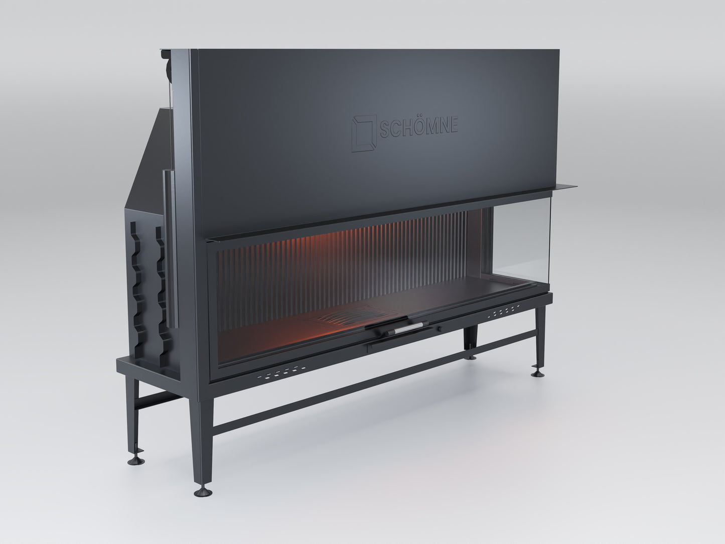 190 cm Right Glass Elevated Fireplace Chamber 