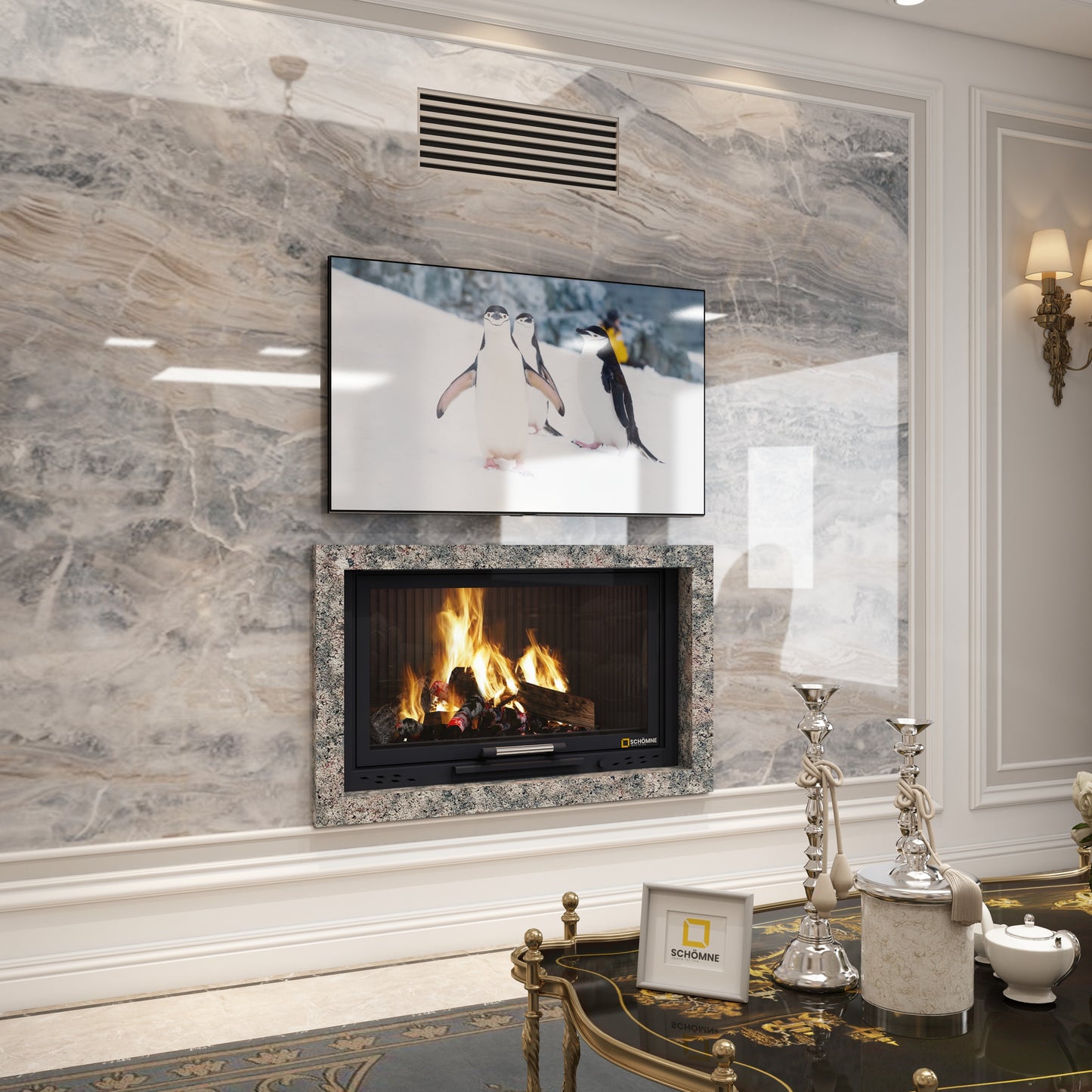 100 cm Flat Open Elevated Fireplace Chamber 