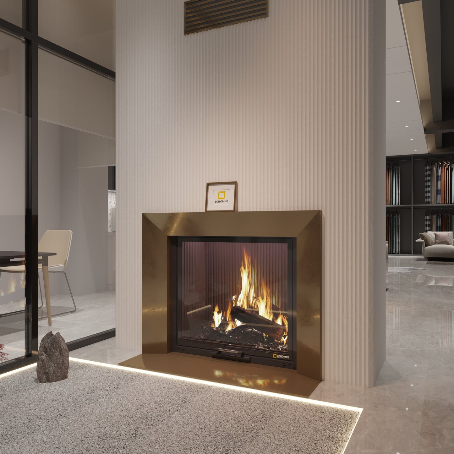 60X80 Cube Chamber Vertical Lift Fireplace 