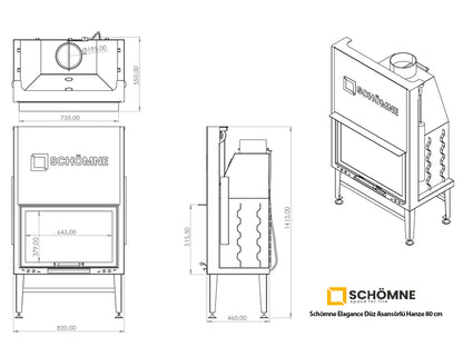 80 cm Flat Open Elevated Fireplace Chamber 