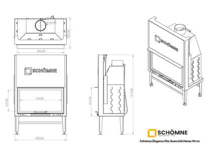 90 cm Flat Open Elevated Fireplace Chamber 