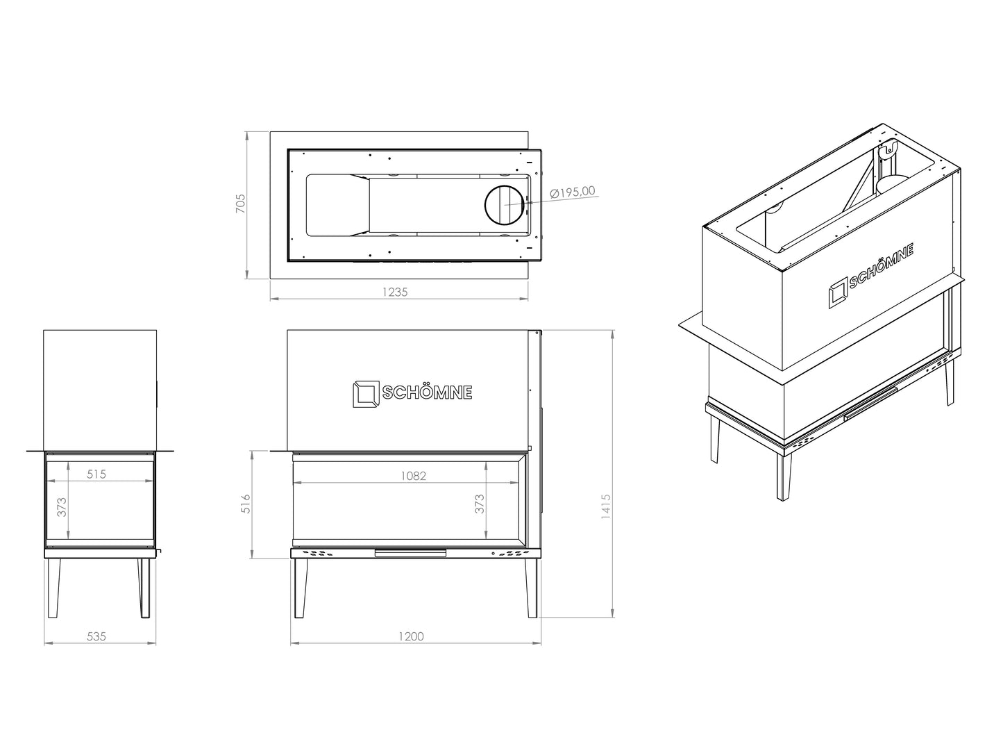 120 cm Epi Elevator Fireplace Chamber 