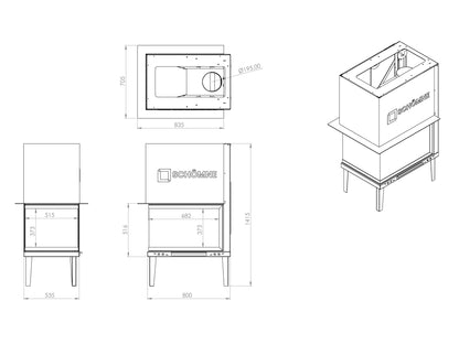 80 cm Epi Elevated Fireplace Chamber 