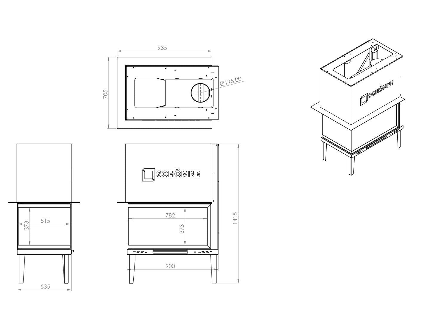 90 cm Epi Elevated Fireplace Chamber 