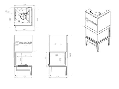 Equilateral Chamber Elevated Fireplace 60X60 