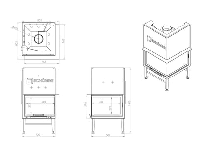 Equilateral Chamber Elevated Fireplace 70X70 