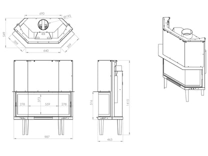 100 cm Prism Elevator Fireplace Chamber 