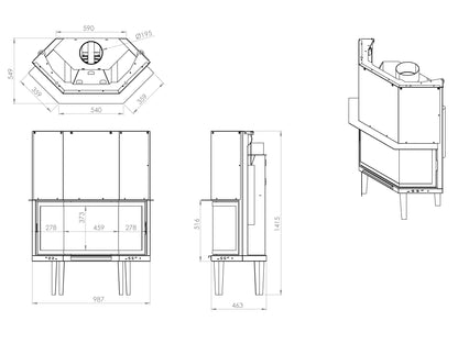 90 cm Prism Elevated Fireplace Chamber 