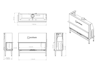 170 cm Left Glass Elevator Fireplace Chamber 