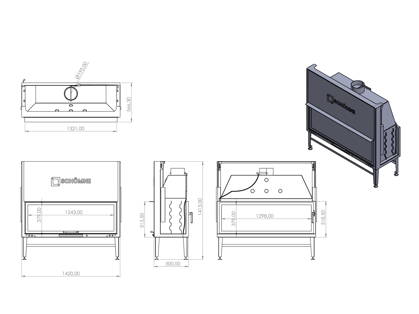 140 cm Tunnel Elevator Fireplace Chamber 