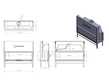 160 cm Tunnel Elevator Fireplace Chamber 