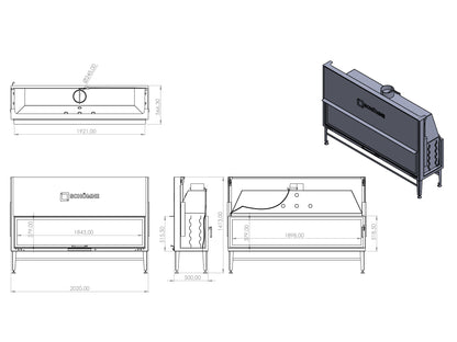 200 cm Tunnel Elevator Fireplace Chamber 