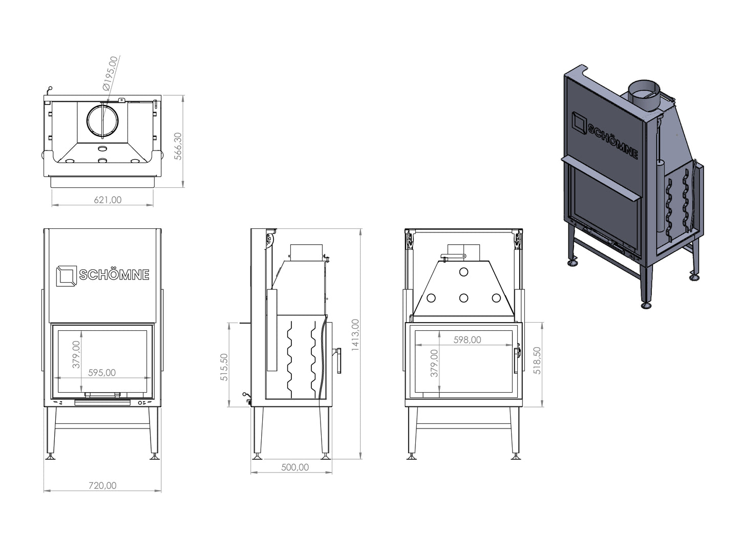 70 cm Tunnel Elevator Fireplace Chamber 