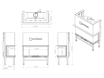 110 cm Fireplace Chamber with Three Sides Glass and Elevator 