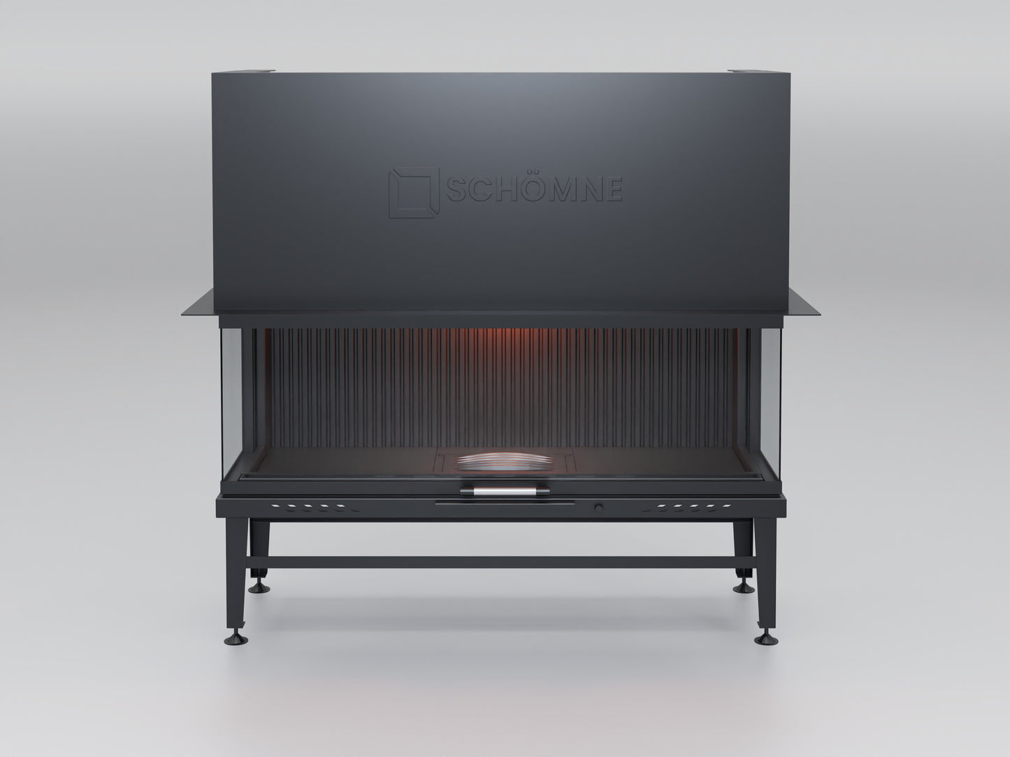 140 cm Fireplace Chamber with Glass on Three Sides and Elevator 