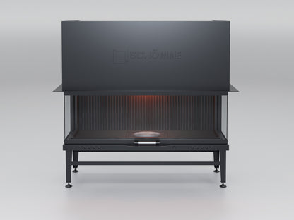 140 cm Fireplace Chamber with Glass on Three Sides and Elevator 