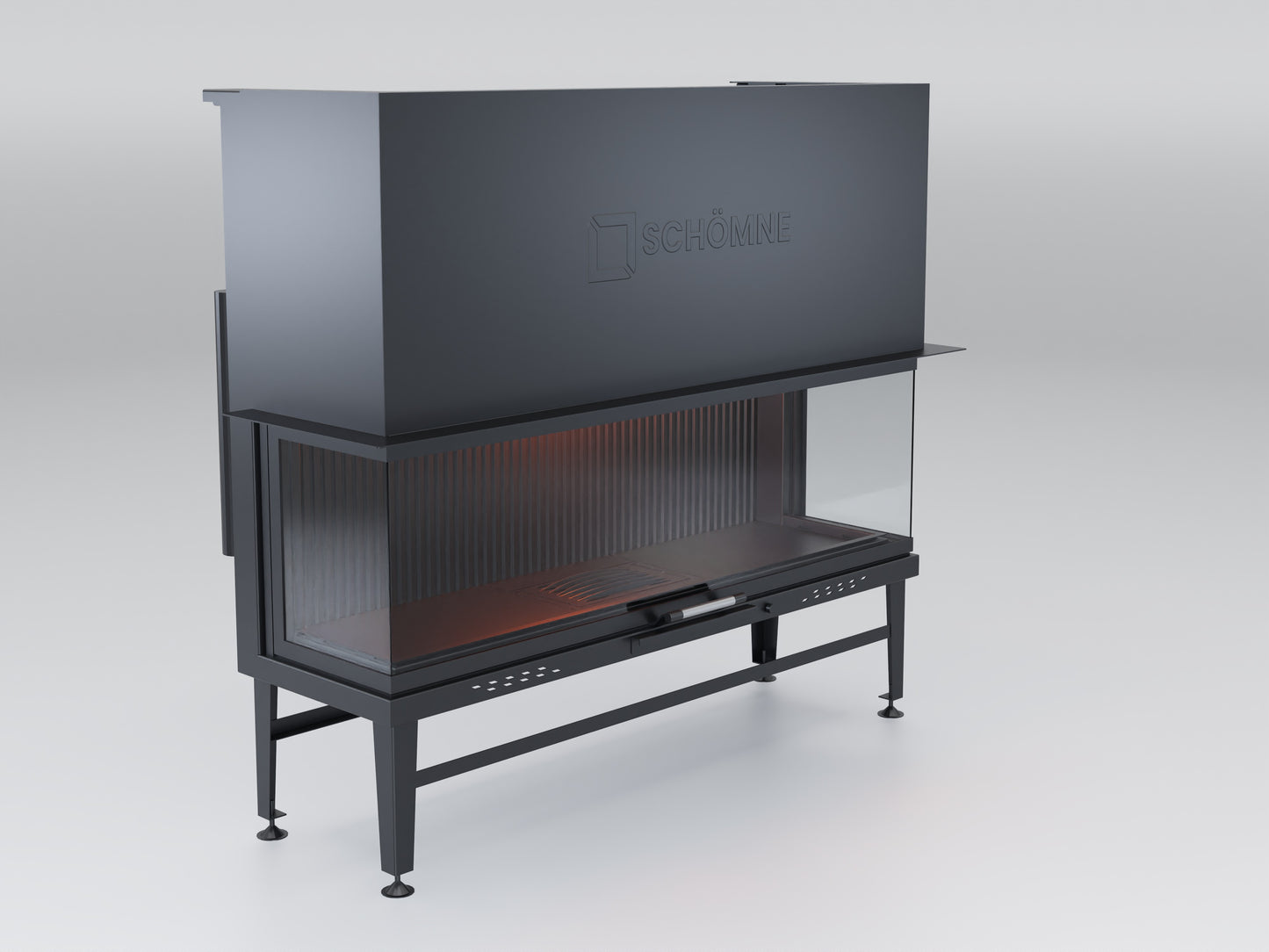 150 cm Fireplace Chamber with Three Sides Glass and Elevator 