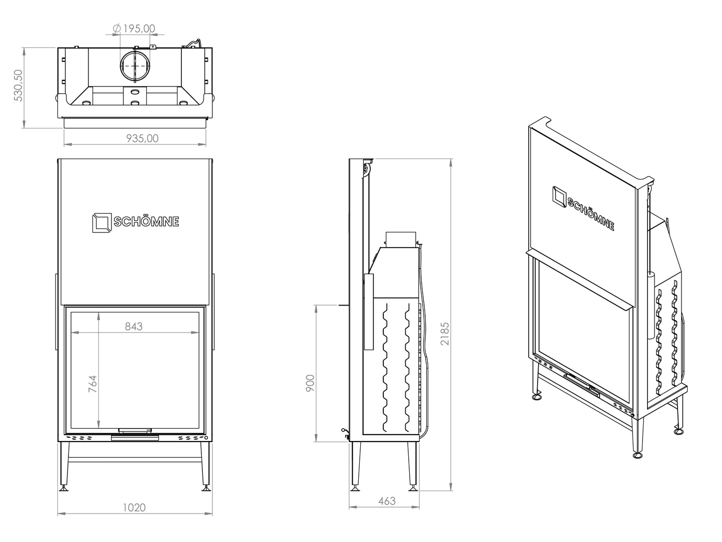 100X90 Cube Chamber Vertical Flat Elevator Fireplace 