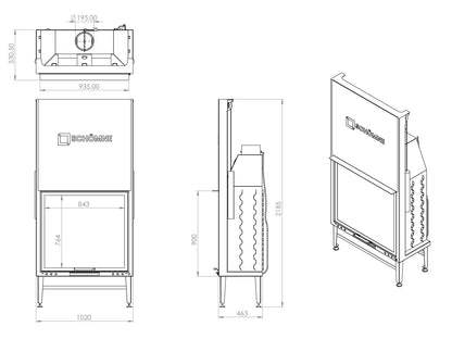 100X90 Cube Chamber Vertical Flat Elevator Fireplace 