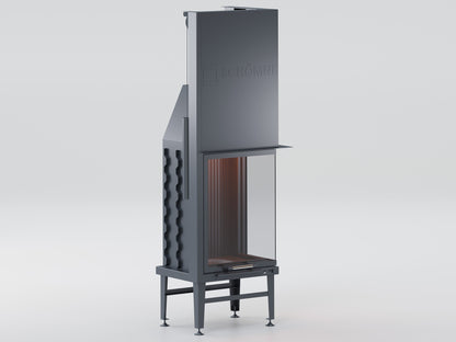 60X50X80 Cube Chamber Vertical Fireplace with Glass on Both Sides and Elevator 