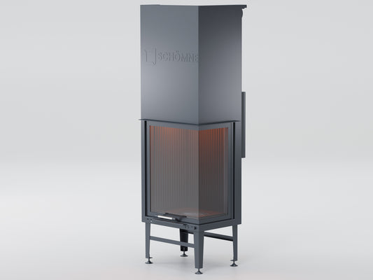 60X50X80 Cube Chamber Vertical Fireplace with Glass on Both Sides and Elevator 