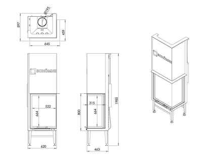 60X50X80 Cube Chamber Vertical Fireplace with Glass on Both Sides and Elevator 