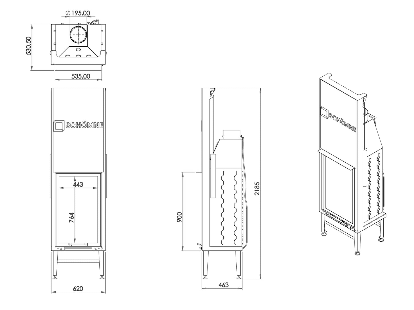 60X90 Cube Chamber Vertical Flat Elevator Fireplace 