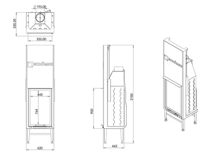 60X90 Cube Chamber Vertical Flat Elevator Fireplace 