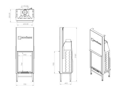 70X90 Cube Chamber Vertical Flat Elevator Fireplace 