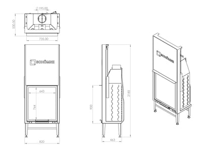 80X90 Cube Chamber Vertical Flat Elevator Fireplace 