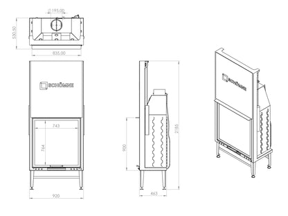 90X90 Cube Chamber Vertical Flat Elevator Fireplace 