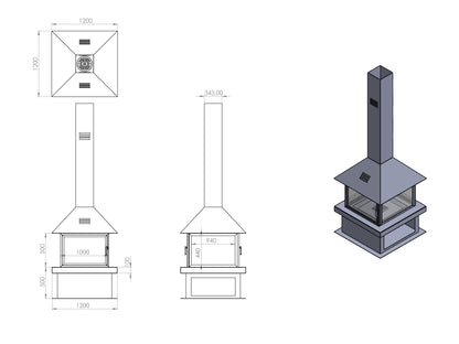 Square Model Medium Fireplace 100X100 