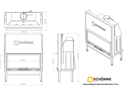 110 cm Flat Open Elevated Fireplace Chamber 