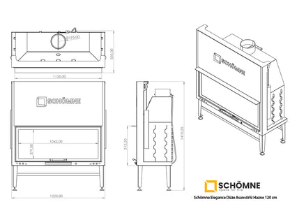 120 cm Flat Open Elevated Fireplace Chamber 