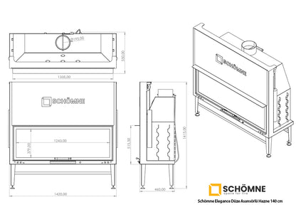 140 cm Flat Open Elevated Fireplace Chamber 