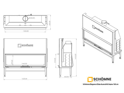 160 cm Flat Open Elevated Fireplace Chamber 