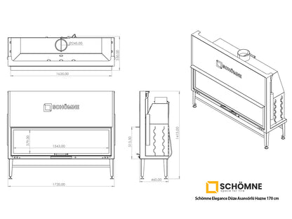 170 cm Flat Open Elevated Fireplace Chamber 