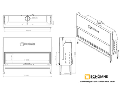 190 cm Flat Open Elevated Fireplace Chamber 